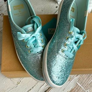 Kate Spade X Keds. Aqua sparkle. New. Size 7